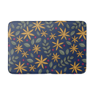 Tapete De Banheiro Elegante Padrão Floral Amarelo no Azul