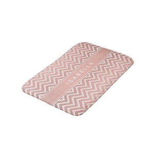 Tapete De Banheiro Elegante Pink Chevron Pattern Girly Faux Rosa Dour