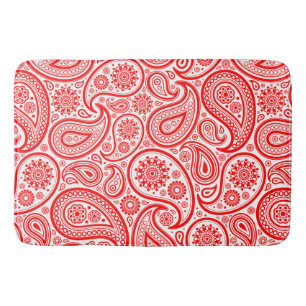 Tapete De Banheiro Elegante Red e White Vintage Paisley