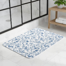 Tapete De Banheiro Elegante Toile Branco Azul Estilo Vintage Francês