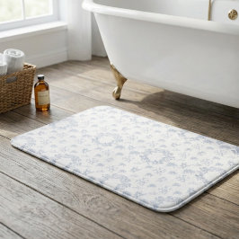 Tapete De Banheiro Elegante Toile Francesa Azul Branco