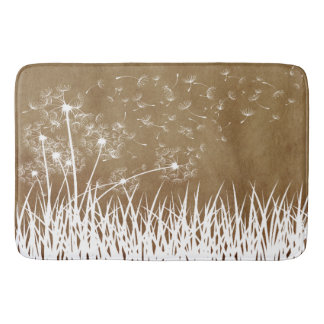 Tapete De Banheiro Elegante Vintage White Outline Dandelions em Vento