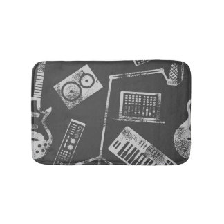Tapete De Banheiro Elementos de música: vintage com tela de fundo con