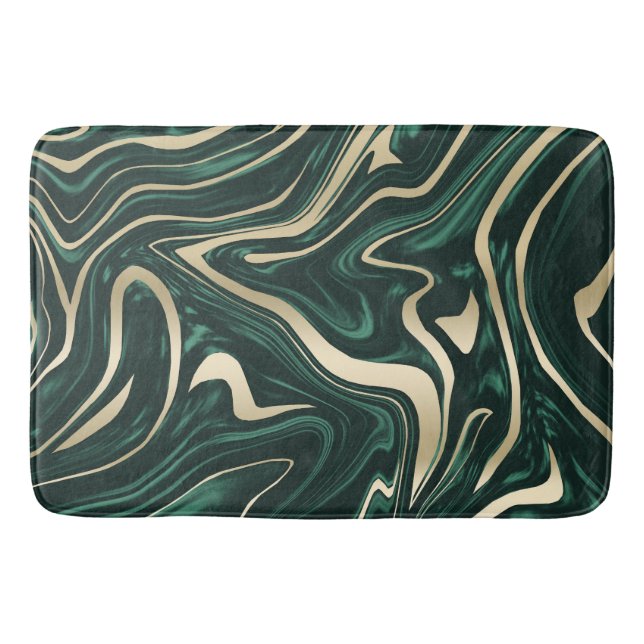 Tapete De Banheiro Emerald Green Dourado Marble #3 (Folha Negra) (Frente)