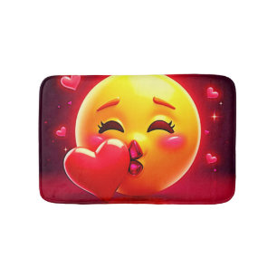 Tapete De Banheiro Emoji de Beijo: Arte de Amor e Corações