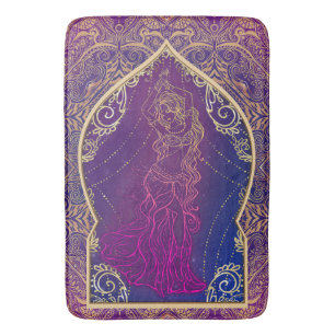 Tapete De Banheiro Encanto árabe marroquino roxo & Dourado da dança