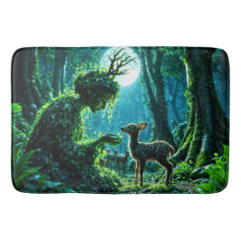Tapete De Banheiro Enchanted nature guardian feeding a baby fawn