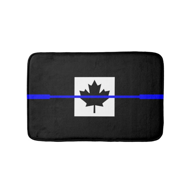 Tapete De Banheiro Ênfase de linha azul fina na bandeira canadense (frente)