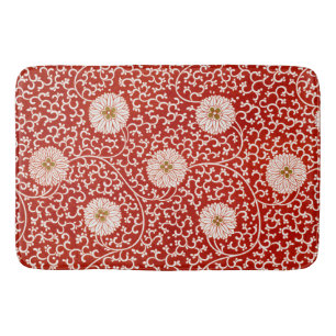 Tapete De Banheiro Enfeite Chinês Owen Jones Floral Vermelho Branco