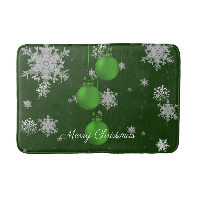 Tapete De Banheiro Enfeites de natal Verdes Bath Mat (Frente)