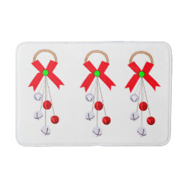 Tapete De Banheiro Enfeites de natal vermelhos e prateados Bath Mat