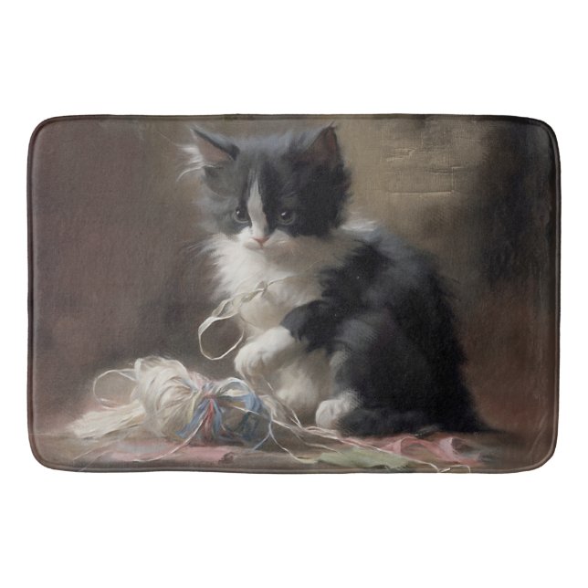 Tapete De Banheiro Enfiado em preto e branco divertidos (Frente)