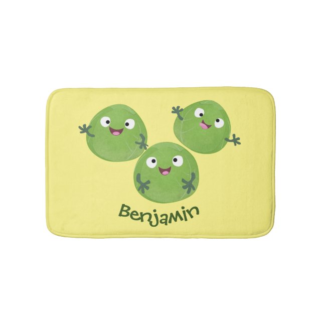 Tapete De Banheiro Engraçado Bruxelas brota caricatura de legumes (frente)