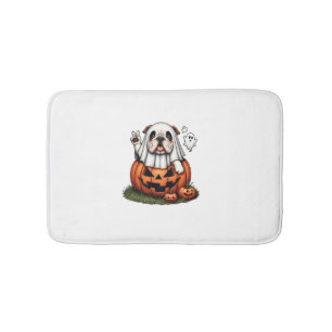Tapete De Banheiro Engraçado Buldogue Fantasma Boo Halloween Mulheres