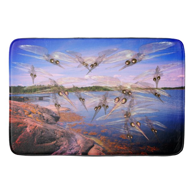 Tapete De Banheiro enxame de mosquito, fiorde escandinávia, (Frente)