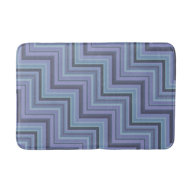 Tapete De Banheiro Escada de stripes de cinza azul (Frente)