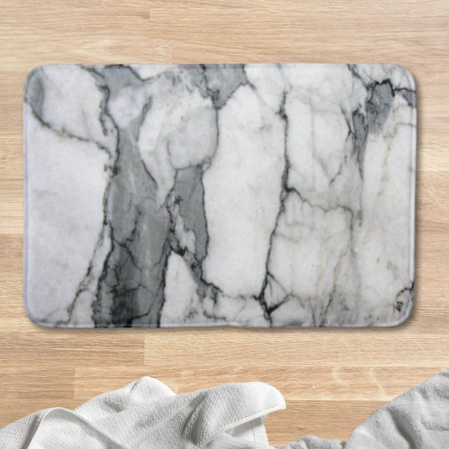 Tapete De Banheiro escandaloso e moderno escândalo mármore branco de  (minimal scandinavian modern chic grey white marble bath mat)