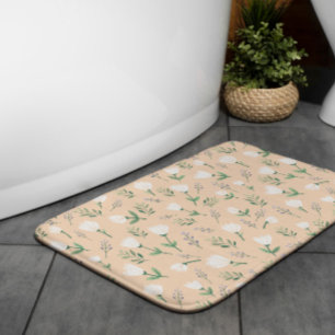 Tapete De Banheiro Escandinavo brancoFloral