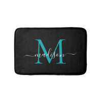 Escrito Verde de Monograma Verde de Teal Negro Mod