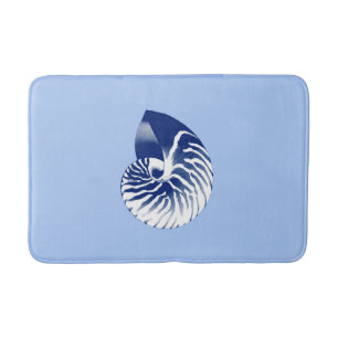 Tapete De Banheiro Escudo do nautilus - marinho, branco & luz - azul