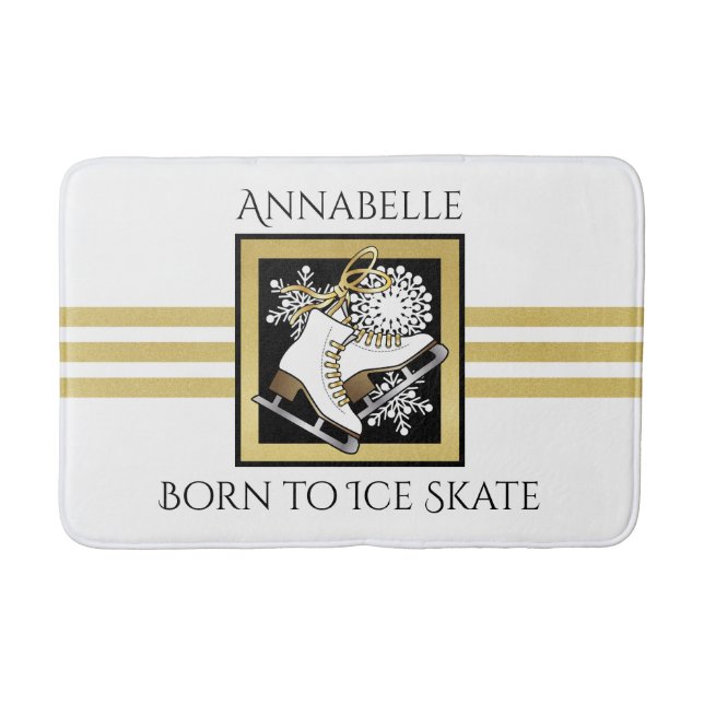 Tapete De Banheiro Esfolamento Dourado de gelo branco branco brilhant (Frente)