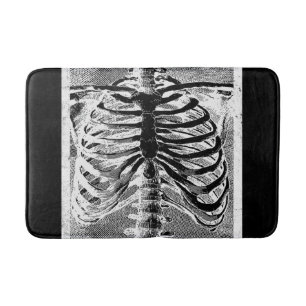 Tapete De Banheiro Esqueleto Antigo Ossos Torso Corpo Halloween