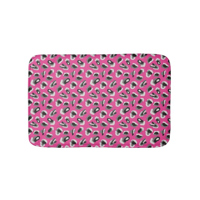 Tapete De Banheiro Estampa Animal Leopardo Rosa Brilhante (frente)