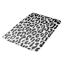 Tapete De Banheiro Estampa Clássica de Leopardo Preto e Branco