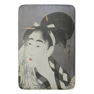 Tapete De Banheiro Esteira de banho da arte de Ase O Fuku Onna de