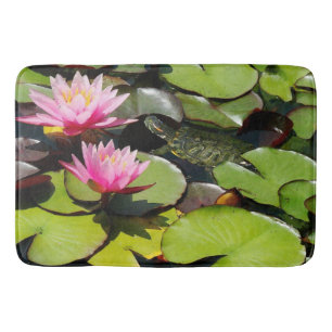 Tapete De Banheiro Esteira de banho floral da tartaruga de Lilypads
