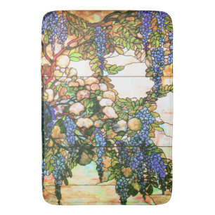 Tapete De Banheiro Esteira de banho floral do vitral das glicínias d