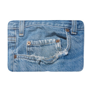 Tapete De Banheiro Esteira de banho média de jeans gastos