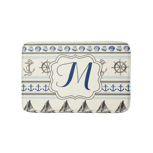 Tapete De Banheiro Esteira de banho náutica do teste padrão de nó da (frente)