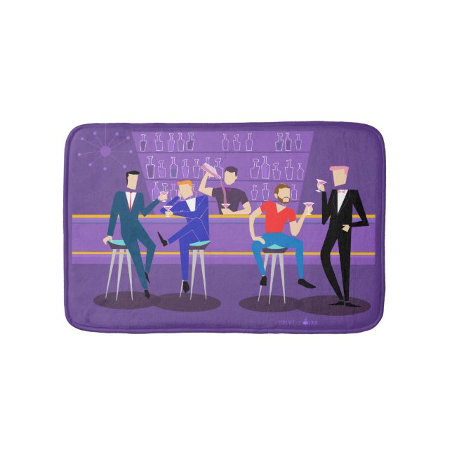 Tapete De Banheiro Esteira de banho retro do bar alegre (frente)