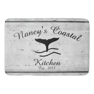 Tapete De Banheiro Esteira litoral da cozinha do monograma da casa da