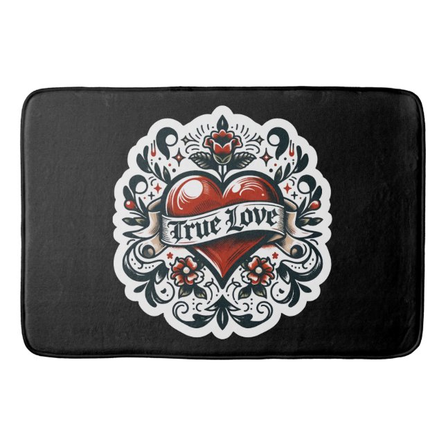 Tapete De Banheiro Estilo Artístico de Tatuagem Cardíaca de Verdadeir (Frente)