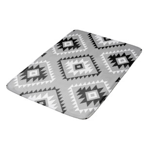 Tapete De Banheiro Estilo Aztec Motif Grande Padrão Cinza Branca Pret