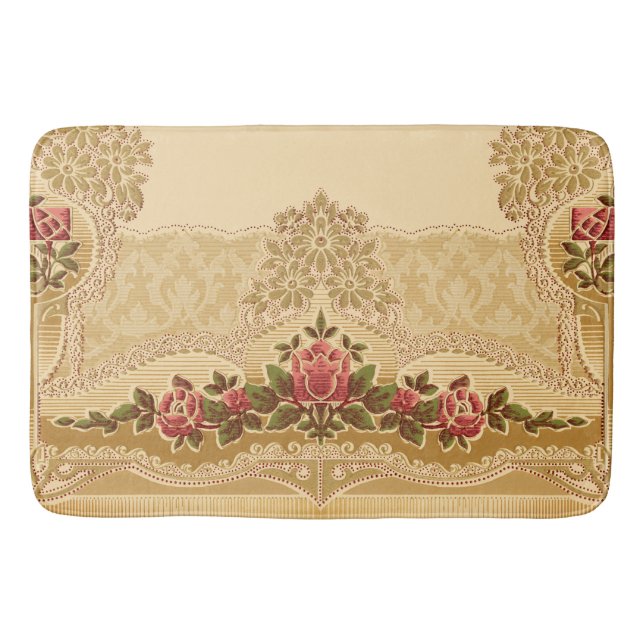 Tapete De Banheiro Estilo embutido em relevo Dourado e vermelhos (Frente)