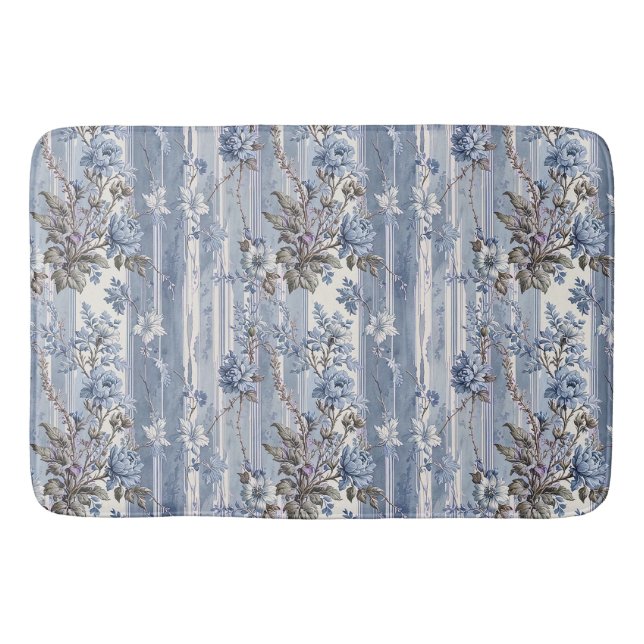 Tapete De Banheiro Estilo Francês Antigo Azul e Cinza (Frente)