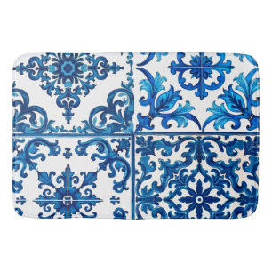 Tapete De Banheiro estilo italiano,Mediterrâneo,mosaico,azul,