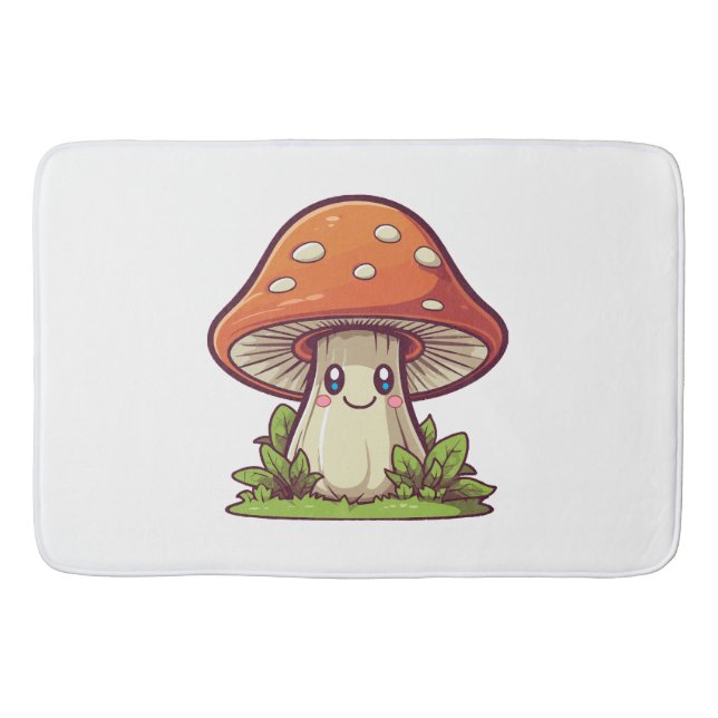 Tapete De Banheiro Estilo kawaii bonito, forragem de Mushroom (Frente)