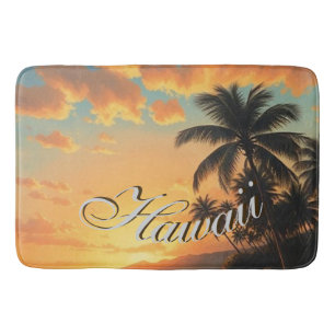 Tapete De Banheiro Estilo Vintage Havaiano Viagem Costa Mar Pôr-do-So