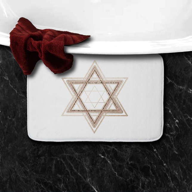 Tapete De Banheiro Estrela de Davi | Elegante, Dourado e Branco Moder (Criador carregado)