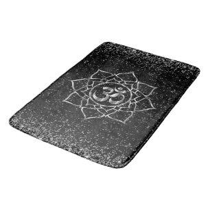 Tapete De Banheiro Estrelas da Glittery OM Mandala em preto