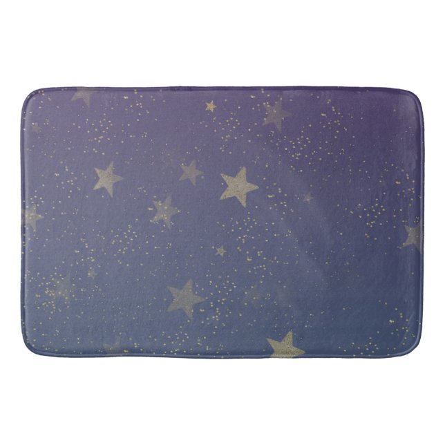 Tapete De Banheiro Estrelas Douradas Roxas Confetti (Frente)