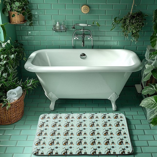 Tapete De Banheiro Estrelas legal de Saturno do Cat Retro Atômico (Criador carregado)