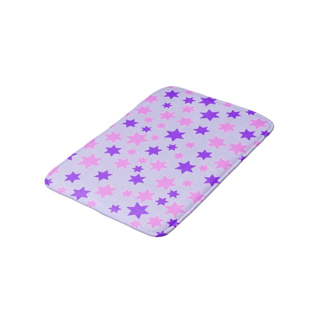 Tapete De Banheiro Estrelas roxas e rosa (Angulado)