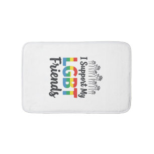 Tapete De Banheiro Eu Apoio Meus Amigos LGBT Orgulho Arco-Íris Vetor 