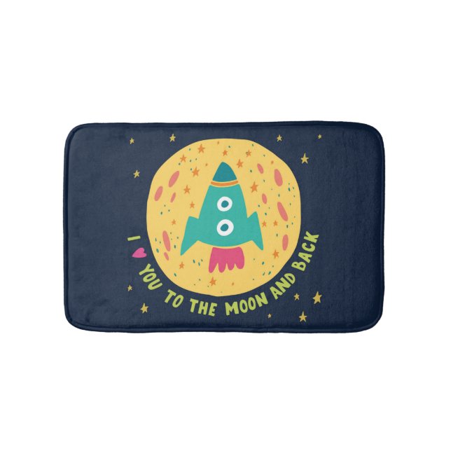 Tapete De Banheiro Eu te amo à lua e ao Rocketship traseiro (frente)