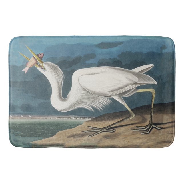 Tapete De Banheiro Excelente White Heron Audubon Bird Willife Paintin (Frente)
